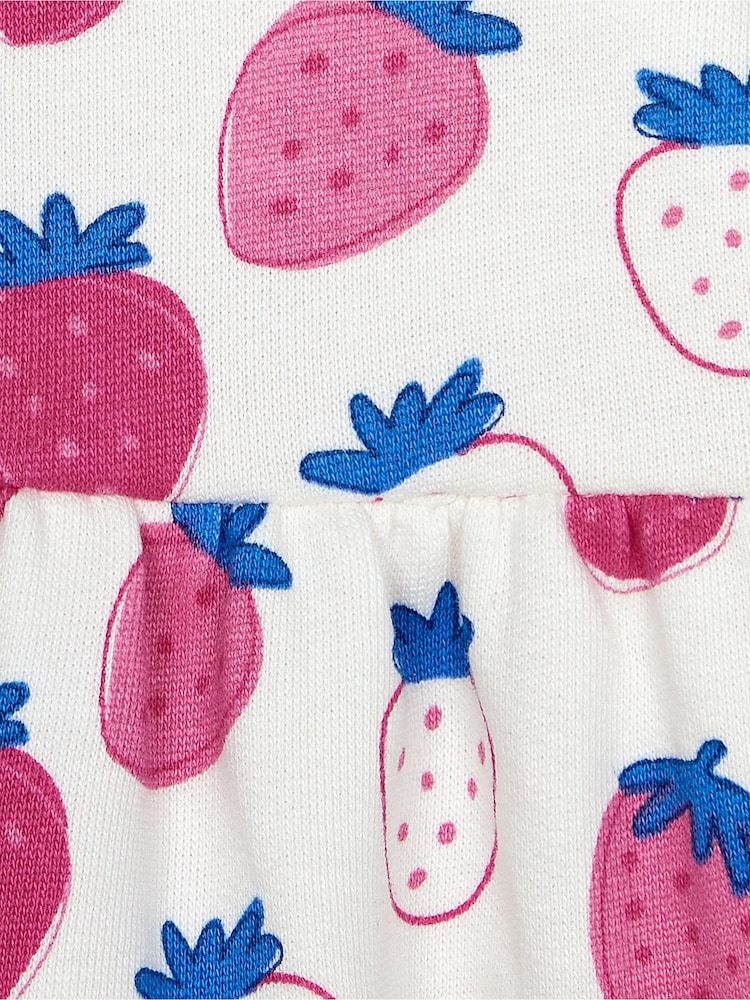 JoJo Maman Bébé Pink Strawberry Button Front Sweat Jersey Dress - Image 3 of 3
