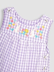 JoJo Maman Bébé Lilac Purple Bunny Appliqué Gingham Dungarees - Image 3 of 3
