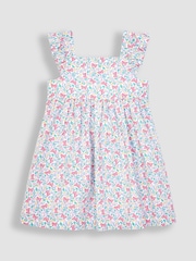 JoJo Maman Bébé White Butterfly Frill Shoulder Dress - Image 1 of 3