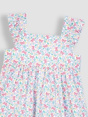 JoJo Maman Bébé White Butterfly Frill Shoulder Dress - Image 2 of 3