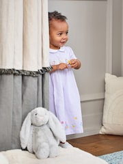JoJo Maman Bébé Lilac Purple Mouse Embroidered Smocked Dress - Image 2 of 8