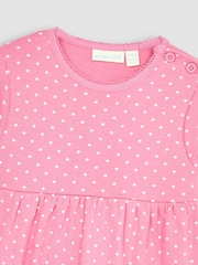 JoJo Maman Bébé Pink Mouse Spot Appliqué Hem Jersey Dress - Image 2 of 3