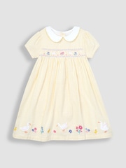 JoJo Maman Bébé Yellow Duck Embroidered Smocked Dress - Image 4 of 7