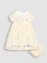 JoJo Maman Bébé Yellow Duck Embroidered Smocked Dress - Image 7 of 7