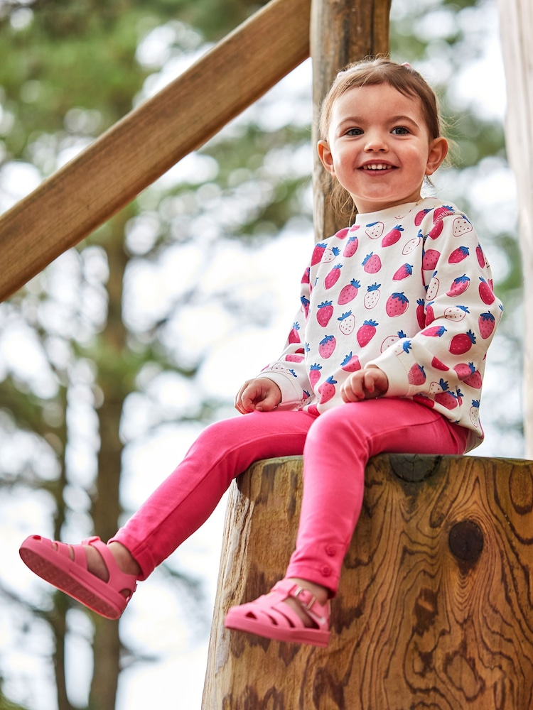 JoJo Maman Bébé Pink Strawberry Print Jersey Sweatshirt - Image 1 of 4 JoJo Maman Bébé Pink Strawberry Print Jersey Sweatshirt - Image 1 of 4
