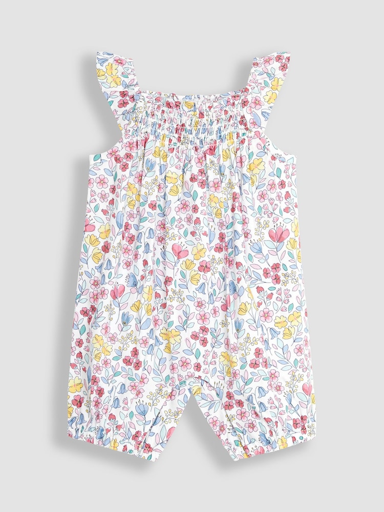 JoJo Maman Bébé Pink Meadow Floral Sunsuit - Image 1 of 3