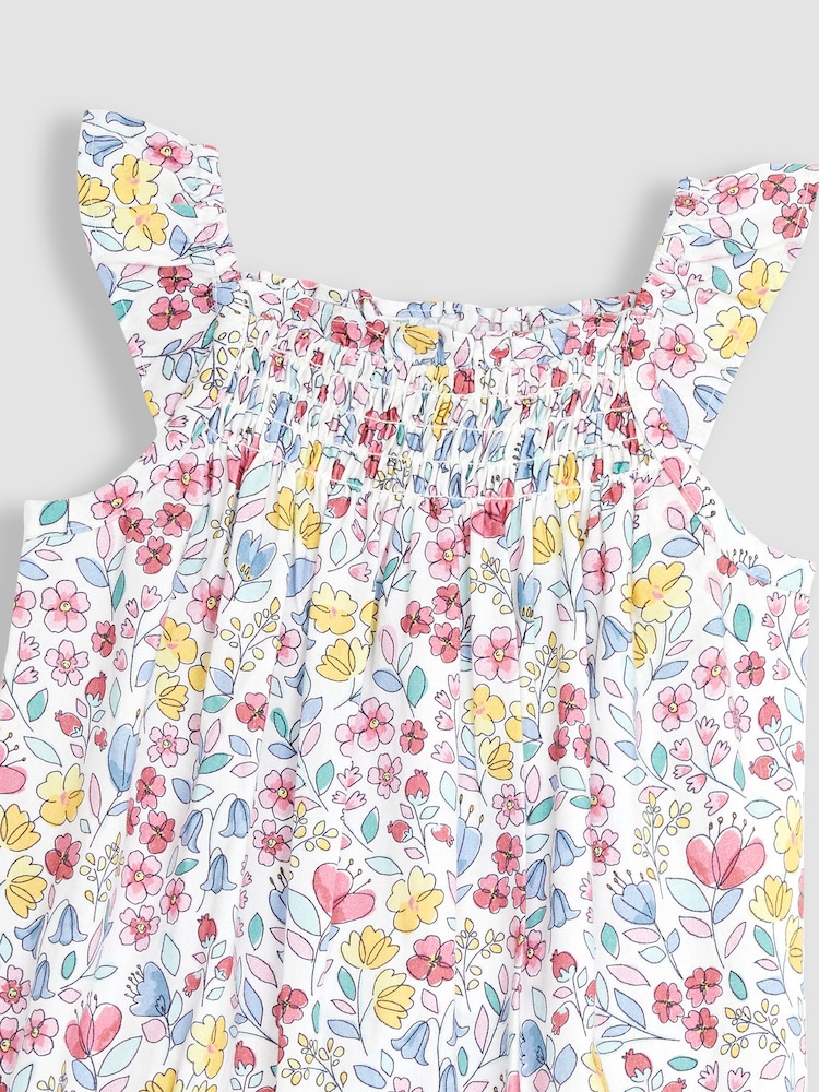 JoJo Maman Bébé Pink Meadow Floral Sunsuit - Image 3 of 3