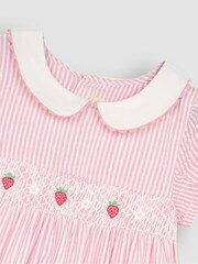 JoJo Maman Bébé Pink Bee & Daisy Embroidered Smocked Dress - Image 4 of 4