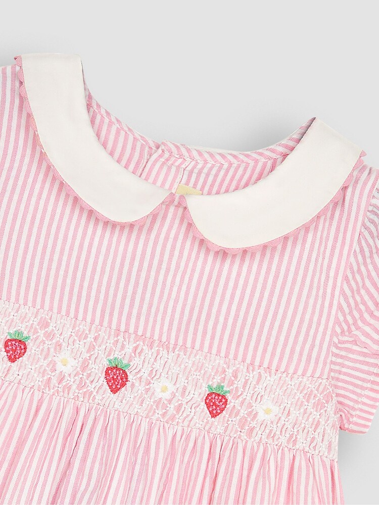 JoJo Maman Bébé Pink Bee & Daisy Embroidered Smocked Dress - Image 4 of 4