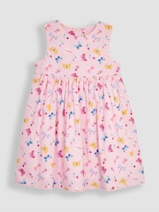 JoJo Maman Bébé Pink Butterfly & Dragonfly Floral Summer Dress - Image 1 of 3