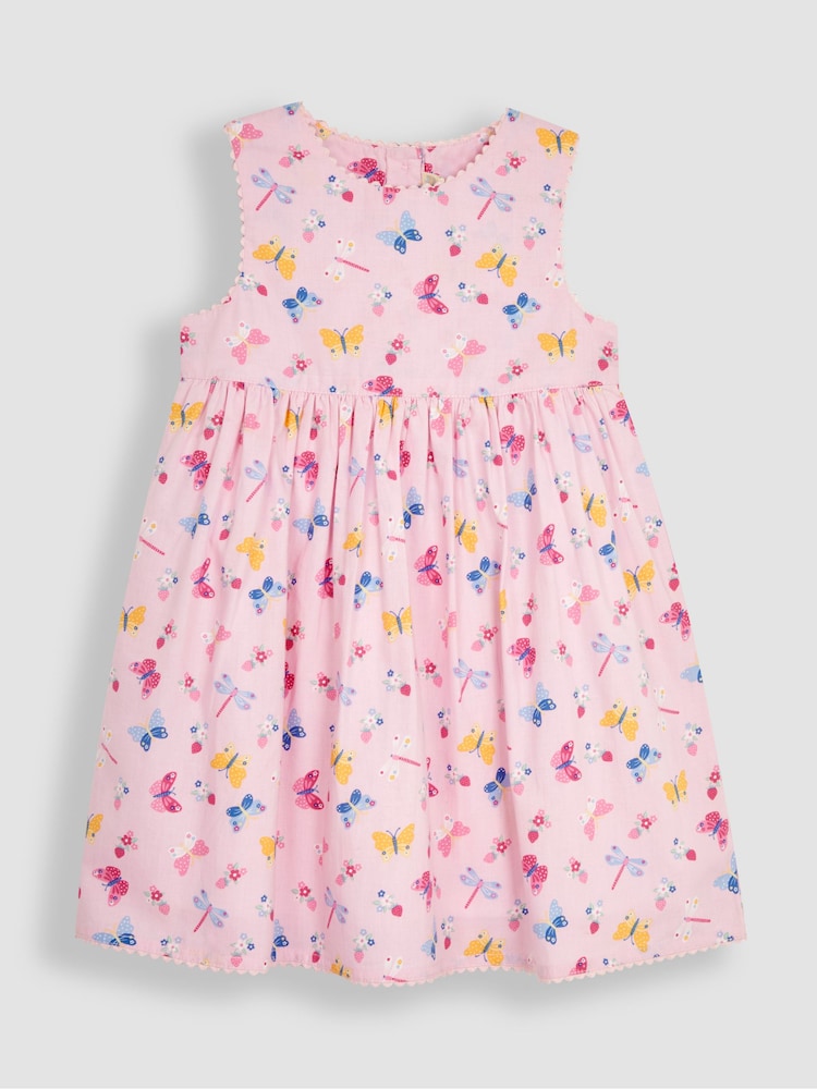 JoJo Maman Bébé Pink Butterfly & Dragonfly Floral Summer Dress - Image 1 of 3