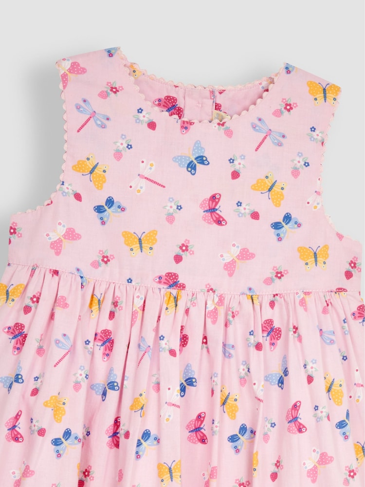 JoJo Maman Bébé Pink Butterfly & Dragonfly Floral Summer Dress - Image 2 of 3