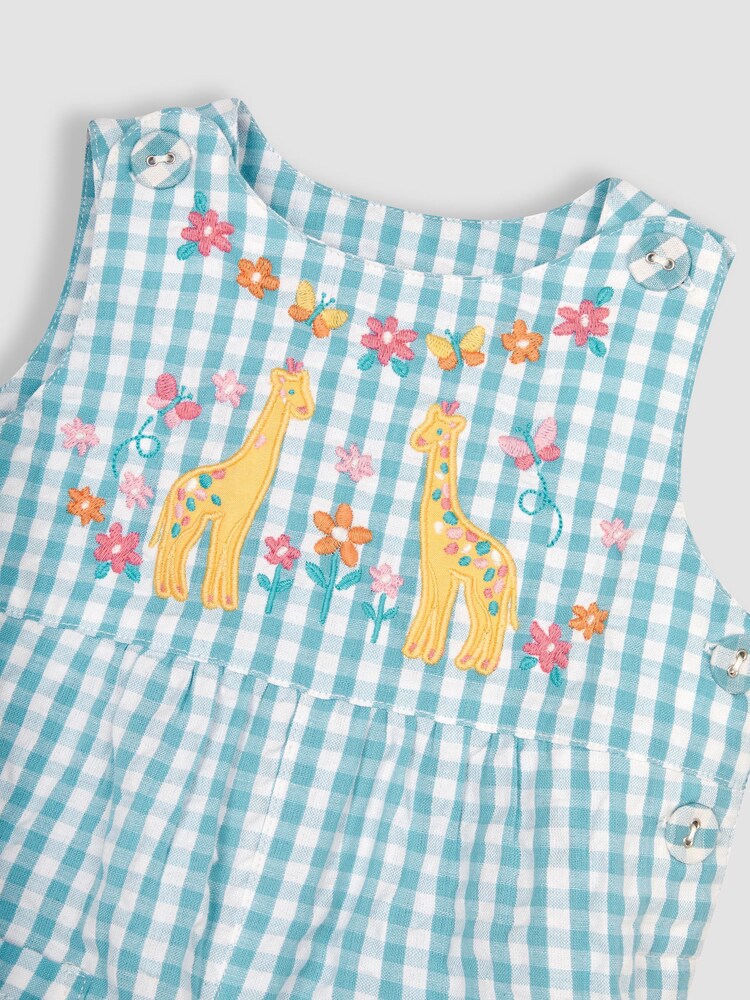 Ogrodniczki Jojo Maman Bébé z aplikacją i wzorem w kratę gingham - Image 3 of 4