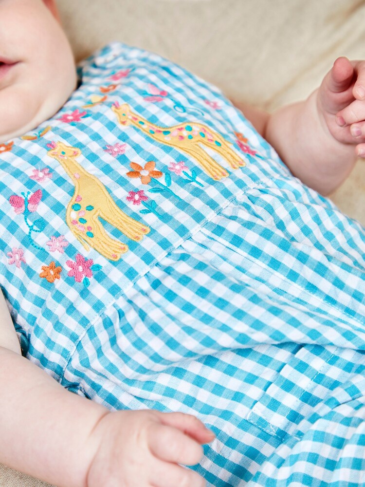 Ogrodniczki Jojo Maman Bébé z aplikacją i wzorem w kratę gingham - Image 4 of 4