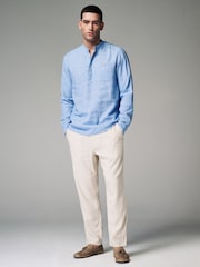 Ecru White Linen Viscose Drawstring Trousers - Image 2 of 9
