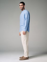 Ecru White Linen Viscose Drawstring Trousers - Image 3 of 9