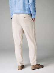 Ecru White Linen Viscose Drawstring Trousers - Image 4 of 9