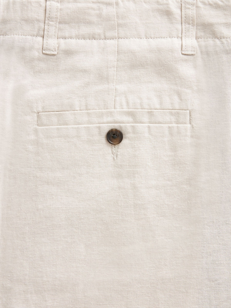 Ecru White Linen Viscose Drawstring Trousers - Image 8 of 9