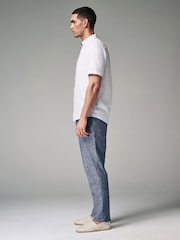 Chambray Blue Linen Viscose Drawstring Trousers - Image 3 of 9