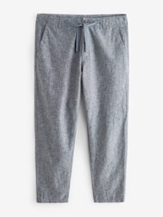 Chambray Blue Linen Viscose Drawstring Trousers - Image 6 of 9