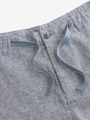 Chambray Blue Linen Viscose Drawstring Trousers - Image 7 of 9