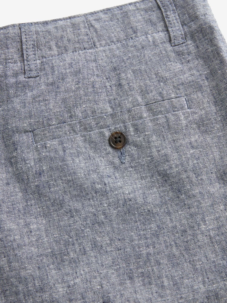 Chambray Blue Linen Viscose Drawstring Trousers - Image 8 of 9