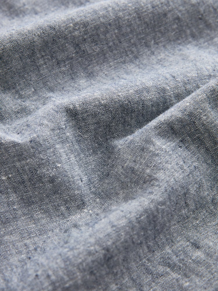 Chambray Blue Linen Viscose Drawstring Trousers - Image 9 of 9