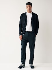 Black Linen Viscose Drawstring Trousers - Image 2 of 7