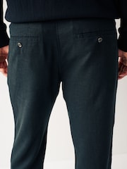 Black Linen Viscose Drawstring Trousers - Image 5 of 7