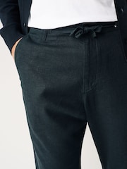 Black Linen Viscose Drawstring Trousers - Image 6 of 7