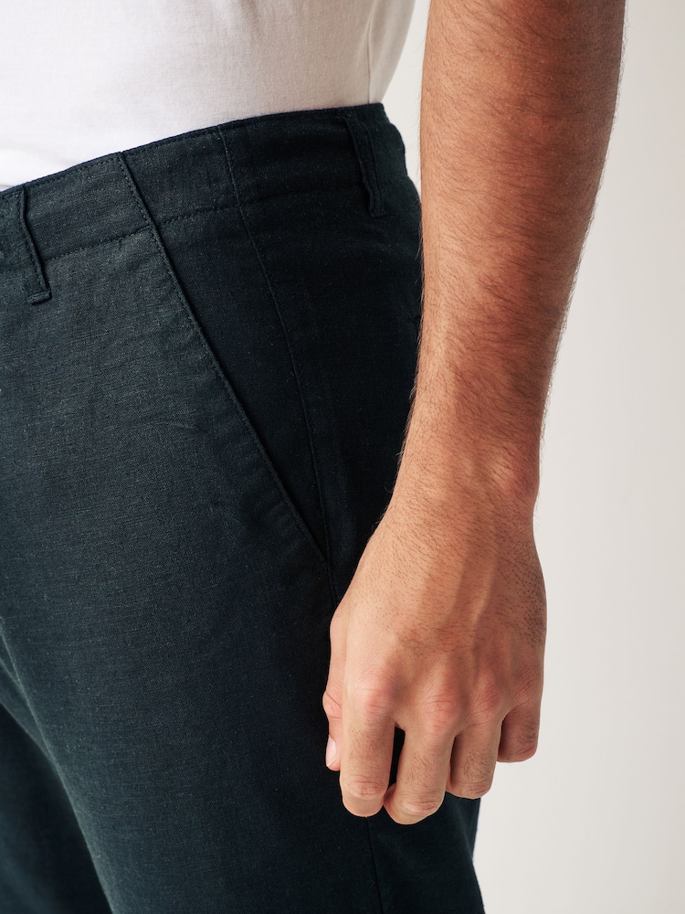 Black Linen Viscose Drawstring Trousers - Image 7 of 7 Black Linen Viscose Drawstring Trousers - Image 7 of 7