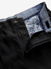 Black Signature Leomaster Italian Delave 100% Linen Drawstring Trousers - Image 11 of 12