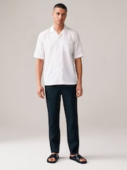 Black Signature Leomaster Italian Delave 100% Linen Drawstring Trousers - Image 4 of 12