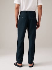 Black Signature Leomaster Italian Delave 100% Linen Drawstring Trousers - Image 5 of 12