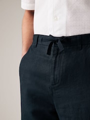 Black Signature Leomaster Italian Delave 100% Linen Drawstring Trousers - Image 6 of 12
