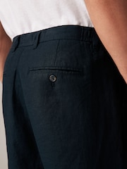 Black Signature Leomaster Italian Delave 100% Linen Drawstring Trousers - Image 8 of 12