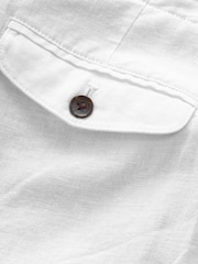 White Linen Viscose Drawstring Trousers - Image 10 of 13