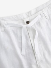 White Linen Viscose Drawstring Trousers - Image 11 of 13