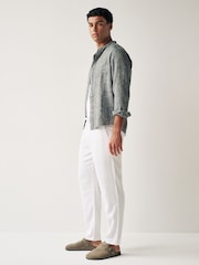 White Linen Viscose Drawstring Trousers - Image 3 of 13