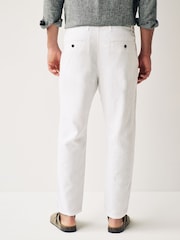 White Linen Viscose Drawstring Trousers - Image 4 of 13