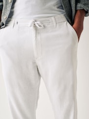 White Linen Viscose Drawstring Trousers - Image 5 of 13
