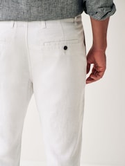 White Linen Viscose Drawstring Trousers - Image 6 of 13