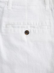 White Linen Viscose Drawstring Trousers - Image 9 of 13