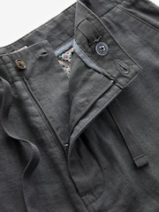 Grey Dark Linen Viscose Drawstring Trousers - Image 10 of 12