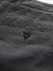 Grey Dark Linen Viscose Drawstring Trousers - Image 11 of 12
