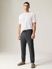 Grey Dark Linen Viscose Drawstring Trousers - Image 2 of 12