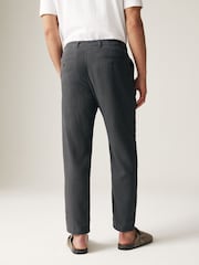 Grey Dark Linen Viscose Drawstring Trousers - Image 4 of 12