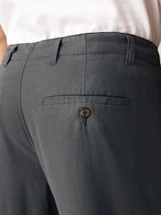 Grey Dark Linen Viscose Drawstring Trousers - Image 7 of 12