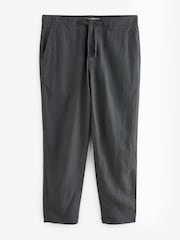 Grey Dark Linen Viscose Drawstring Trousers - Image 8 of 12
