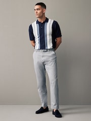 Light Grey Belted Linen Blend Trousers - Image 2 of 12